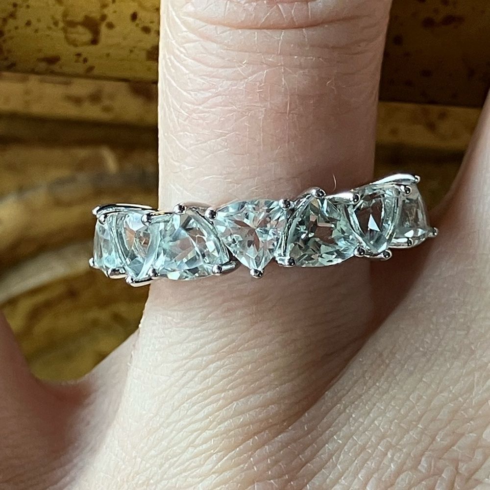 Natural Prasiolite Green Amethyst Sterling Silver Ring Size 7